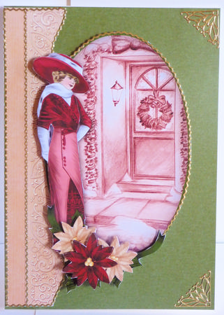 Vintage Christmas Lady & Poinsettia Decoupage by Karen Nash