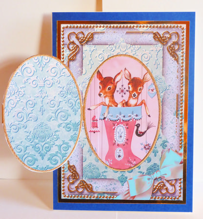 Cute Reindeers A5 Locket Card Front by Karen Nash