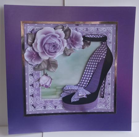 The Lilac Polka Dot Shoes Card Front Kit by Karen Nash
