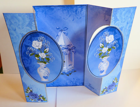 Blue Beauty Double Fold Back Card by Karen Nash