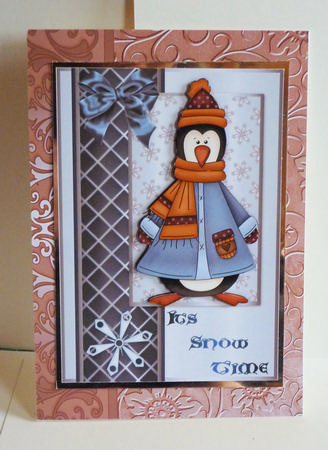 Perfectly Penguin 2 A4 Card Front by Karen Nash