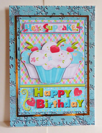 A5 Card Front Hey Cupcake Happy Birthday by Karen Nash