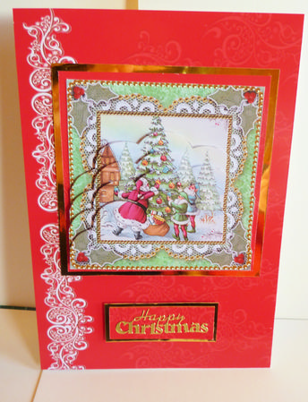 Santa Decorating Tree One Edge Scallop Bottom Stacker by Karen Nash