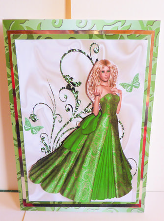 Beautiful Lady in Green/pink Gown by Karen Nash