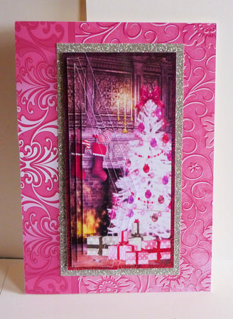 Pink Embossed Floral with Border Background by Karen Nash
