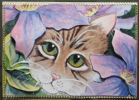 Cat and Clematis by Karin Johansson