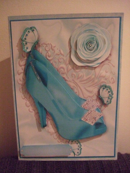 Turquoise Diamond Shoe with Butterflies by Karoline Simone Coster