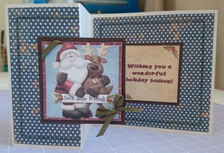 Deer Friends No Hole Double Foldback Christmas Card by Kate Loynes