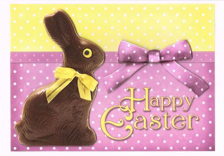 Chocolate Bunny Happy Easter in Purple - Decoupage Card by Kate Wordingham