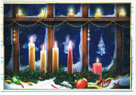 Traditional Christmas Candles 2 Corner Stacker by Kate Wordingham