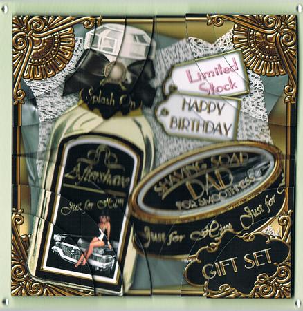Dads Birthday Shaving Gift Set 5in Round Corner Stacker by Kate Wordingham