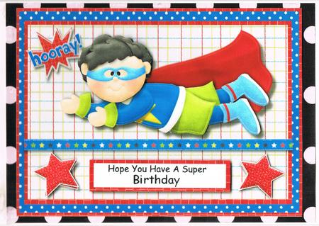 Happy Birthday to a Super Son 5 Various Sentiments Cardfront by Kate Wordingham
