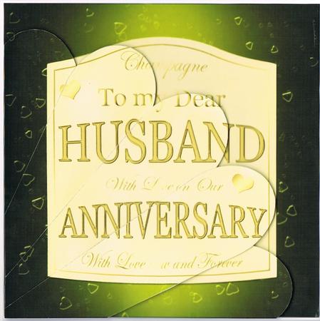 Husband Anniversary Champers Wine Label Fan Pyramage Topper by Kate Wordingham