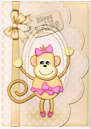 A5 Tu Tu Monkey Oval Pyramage Topper by Kate Wordingham