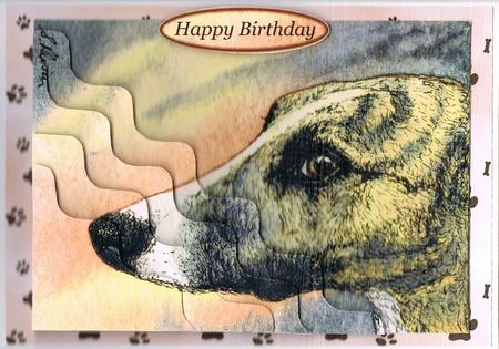 Brindle Whippet Greyhound Dog Wavy Corner Stacker Topper by Kate Wordingham