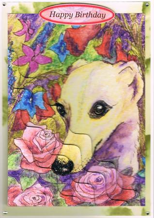 Shy Flower Whippet Wavy Corner Stacker Topper by Kate Wordingham