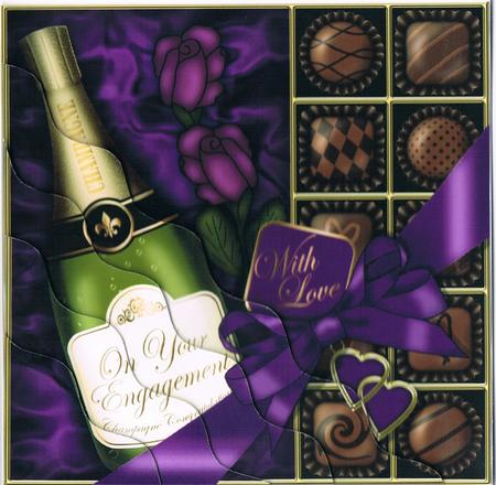 Engagement Champers Chocs N Roses Wavy Corner Side Stacker by Kate Wordingham