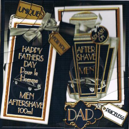 Blue Fathers Day Aftershave Boxed 6in Duo Corner Stacker by Kate Wordingham