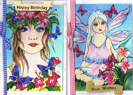 2 Original Watercolours Fairies with Butterflies by Kate Wordingham
