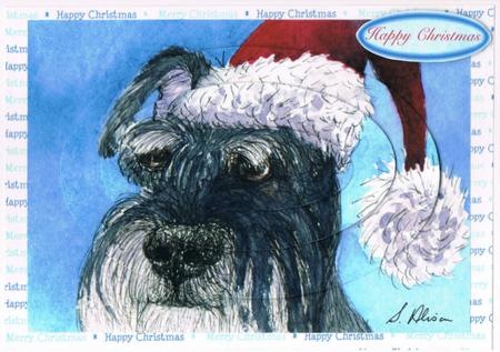 Schnauzers Make Natural Santas Oval Pyramage by Kate Wordingham