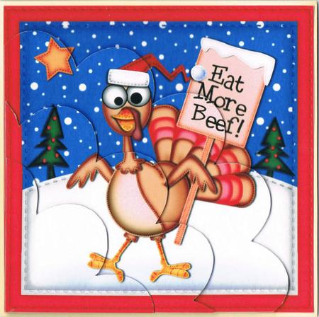 Xmas Percy Turkey Shell Edged Corner Side Stacker by Kate Wordingham