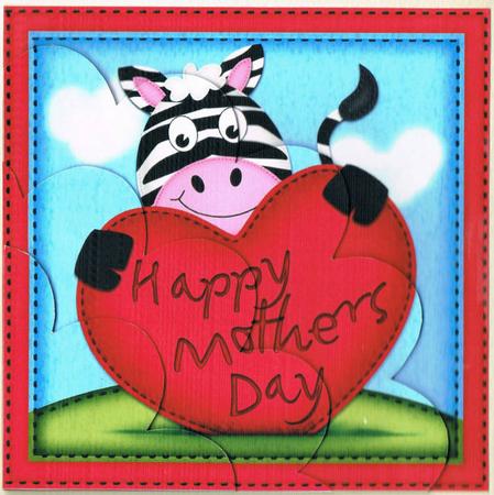 Debra Zebra's Mothers Day Heart Shell Edged Side Stacker by Kate Wordingham