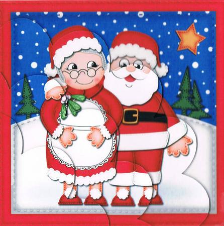 Xmas Mr & Mrs Santa Shell Edged Corner Side Stacker Featured Gallery Photo