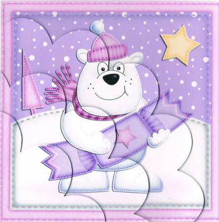 Xmas Polar Bear's Cracker Shell Edged Corner Side Stacker by Kate Wordingham