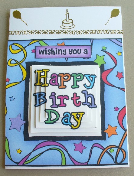 Happy Birthday Quick Card with Pyramage by Kathi Carlozzi