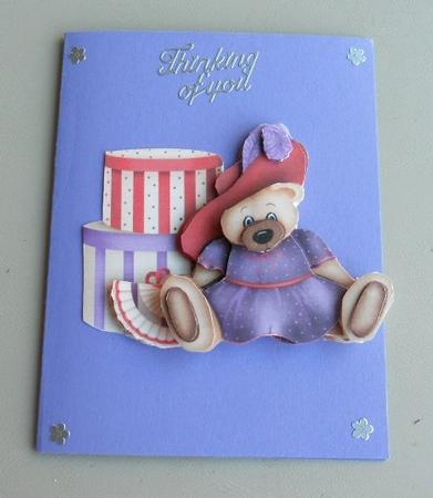 Lilac Teddy & Hat Boxes Decoupage by Kathi Carlozzi