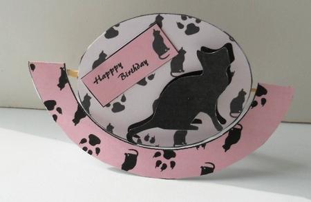 Wobble Spinner Card Cat Silhouette by Kathi Carlozzi