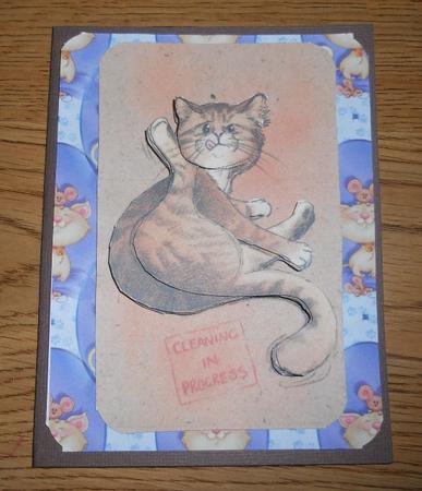 Cat and Mouse Best Friends Blue Background by Kathi Carlozzi