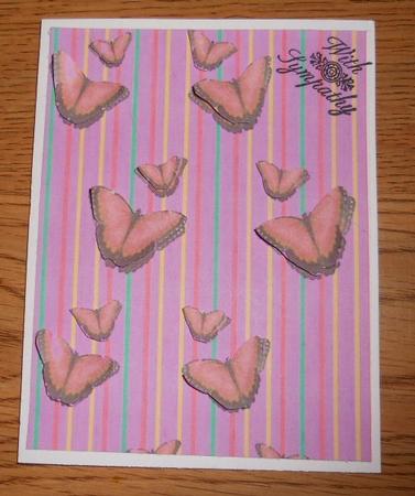 Peach Butterflies on Pink with Pastel Stripes by Kathi Carlozzi