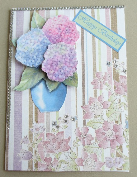 Hydrangeas in Vase Decoupage by Kathi Carlozzi