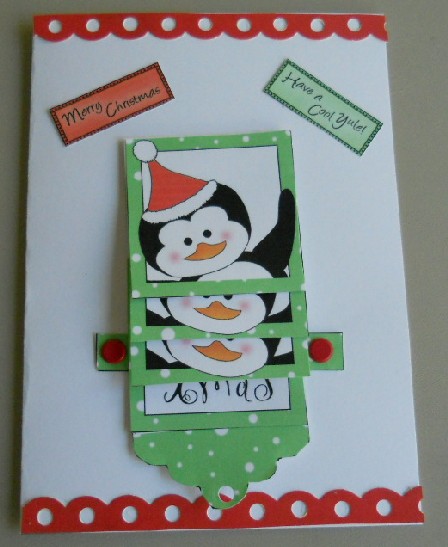Christmas Penquin in Holly Colours by Kathi Carlozzi
