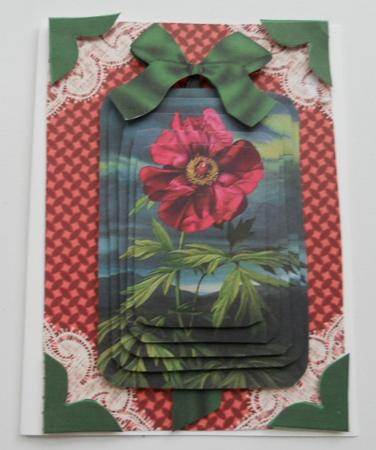 Plum Peony A4 Decoupage Card Front Kit by Kathi Carlozzi