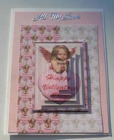 Happy Valentines Pink Cherub & Heart Foldback by Kathi Carlozzi