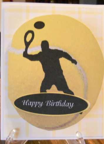 Tennis Ball Shaped Card Happy Birthday Congratulations by Kathi Carlozzi
