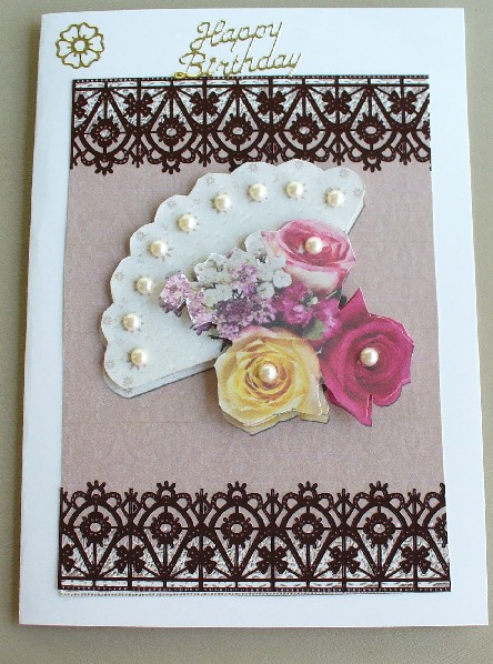 Roses and Fan with Lace Borders by Kathi Carlozzi
