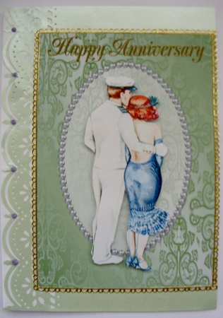 A4 Light Green Fancy, Pearl Card Front by Kathleen Francis