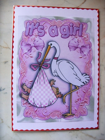 Cute Baby Girl! Carried by a Stork A4 by Kathleen Francis