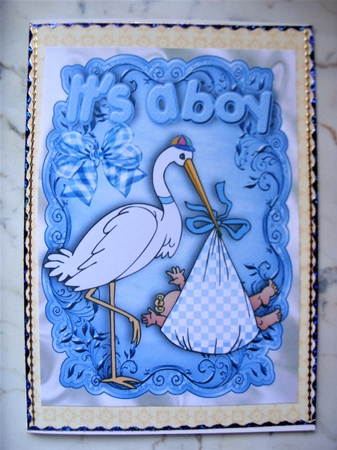 Cute Baby Boy! Carried by a Stork A4 by Kathleen Francis