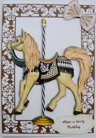 Gorgeous Carousel Horse in Floral Frame by Kathleen Francis