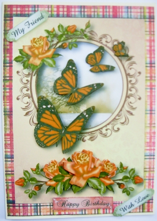 Pretty Peach Roses and Butterflies by Kathleen Francis