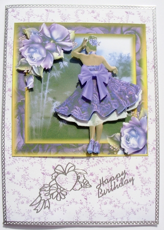 The Purple Rose Dress Card Front Kit by Kathleen Francis