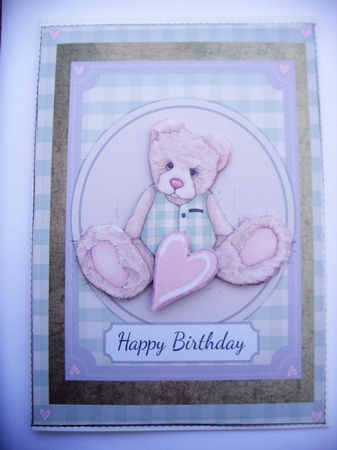 Teddy Giving his Heart  Happy Birthday by Kathleen Francis