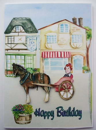Shopping in the village - Happy Birthday by Kathleen Francis