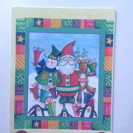 Santa,snowman and reindeer by Kathleen Francis