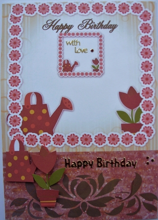 Plants and watering Can Birthday by Kathleen Francis