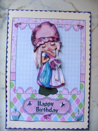 Poppys Birthday Card Front & Decoupage by Kathleen Francis